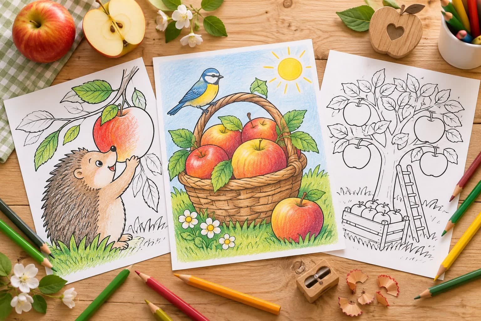 Titelbild: Apfel Ausmalbilder: Kreative Obst-Malvorlagen für dich