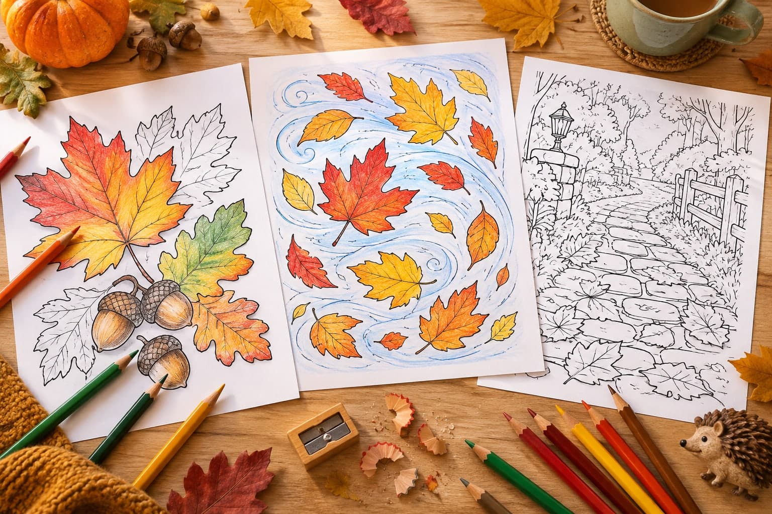 Titelbild: Herbstblätter Ausmalbilder kostenlos ausdrucken