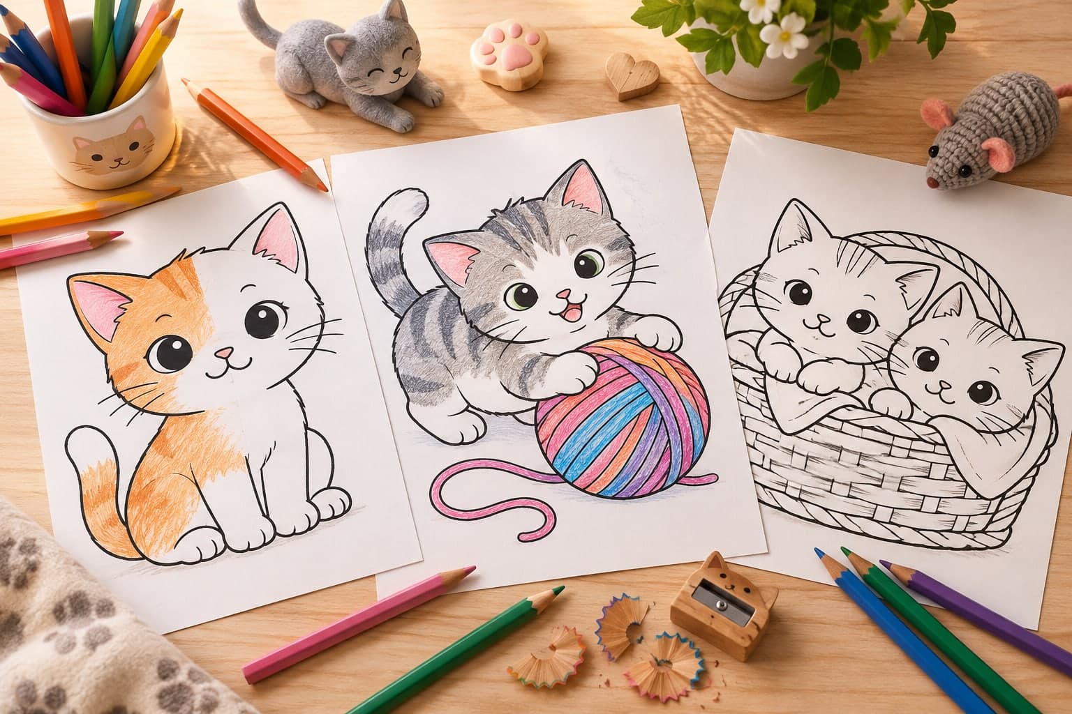 Titelbild: Katzenbabys Ausmalbilder kostenlos ausdrucken