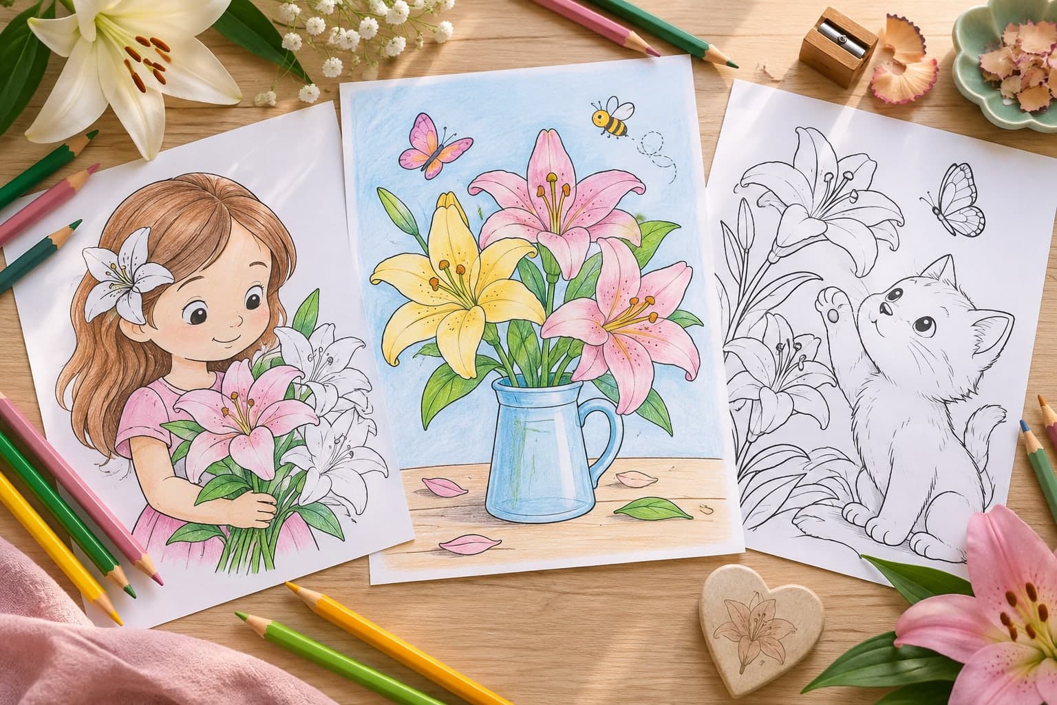 Titelbild: Lilie Ausmalbilder: Kreative Blumen-Malvorlagen für dich