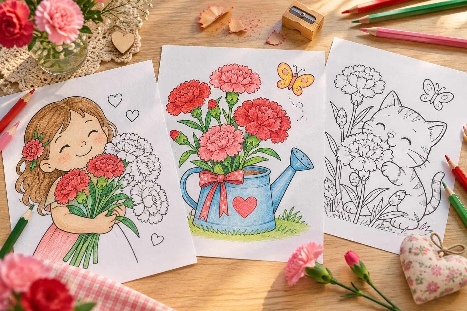 Titelbild: Ausmalbilder mit Nelke Motiven: Kreative Blumen für deine Malstunden