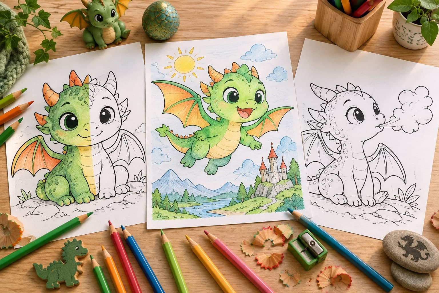 Titelbild: Baby-Drache: Ausmalbilder mit kleinen Drachen