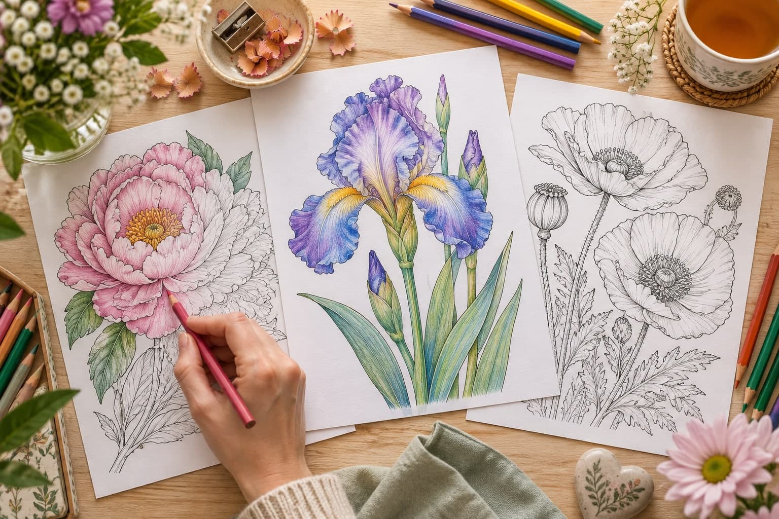 Titelbild: Blumen für Erwachsene: detailreiche Malvorlagen