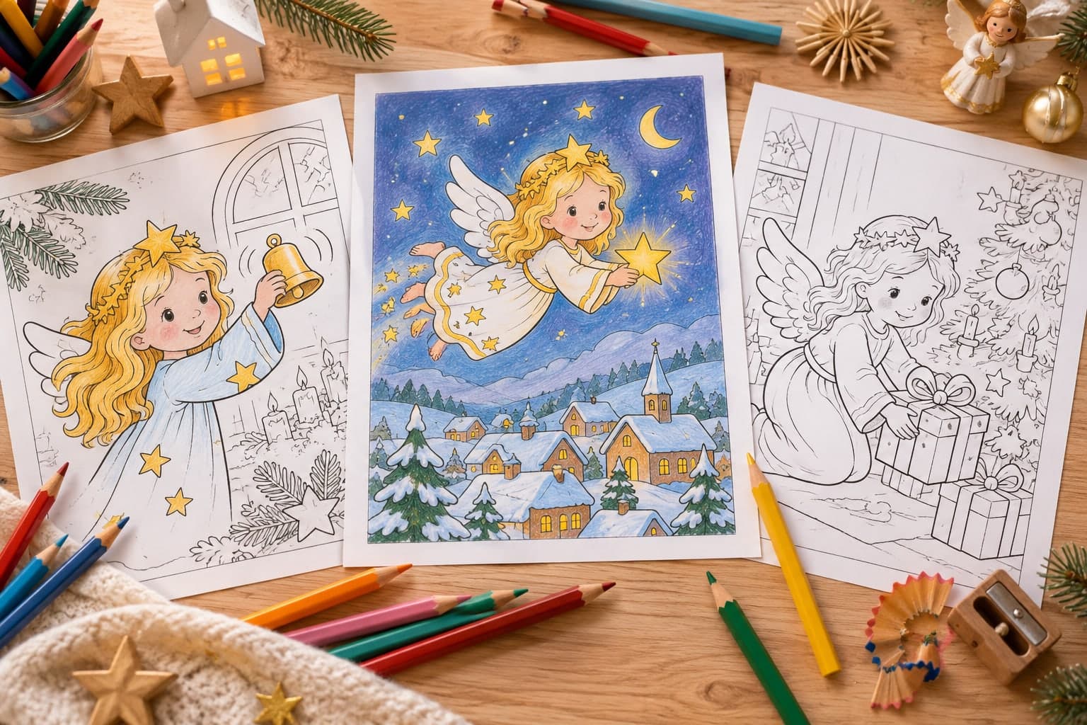 Titelbild: Christkind: Ausmalbilder mit Glöckchen und Sternenkrone