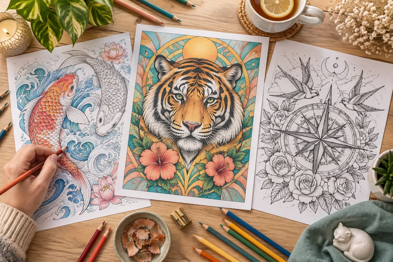 Titelbild: Coole Ausmalbilder für Erwachsene: Tattoo und Retro