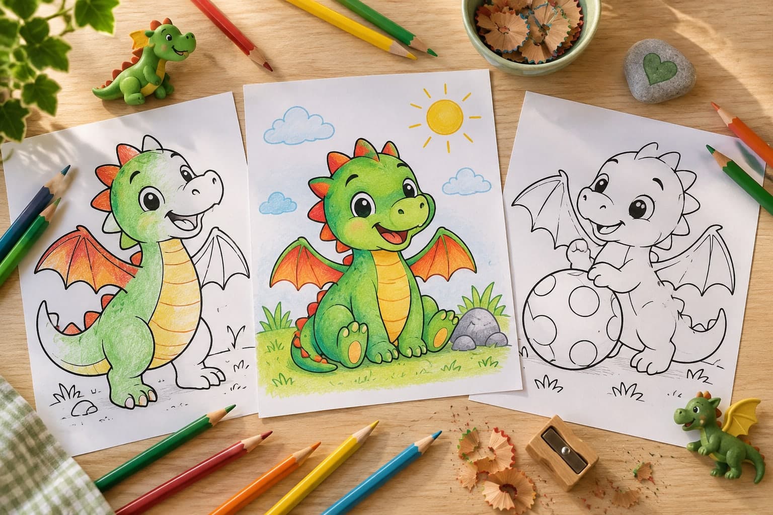 Titelbild: Einfacher Drache: Ausmalbilder für kleine Kinder