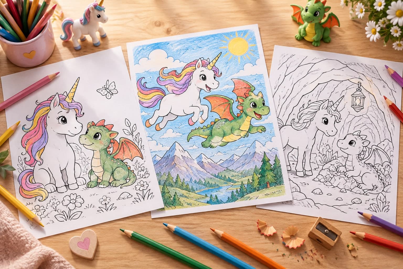 Titelbild: Einhorn und Drache: Ausmalbilder einer Freundschaft