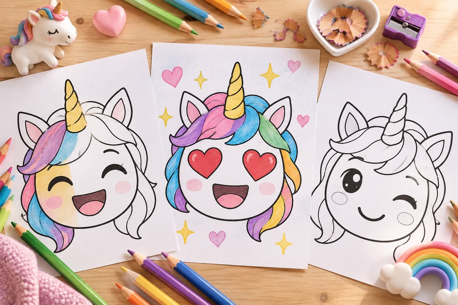 Titelbild: Kostenlose Ausmalbilder: Entdecke magische Einhorn Emoji Designs zum Ausdrucken