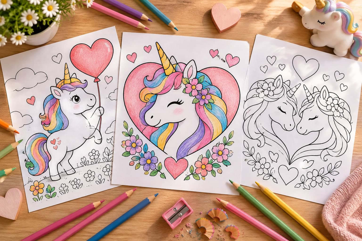 Titelbild: Einhorn mit Herz: Ausmalbilder zum Verschenken