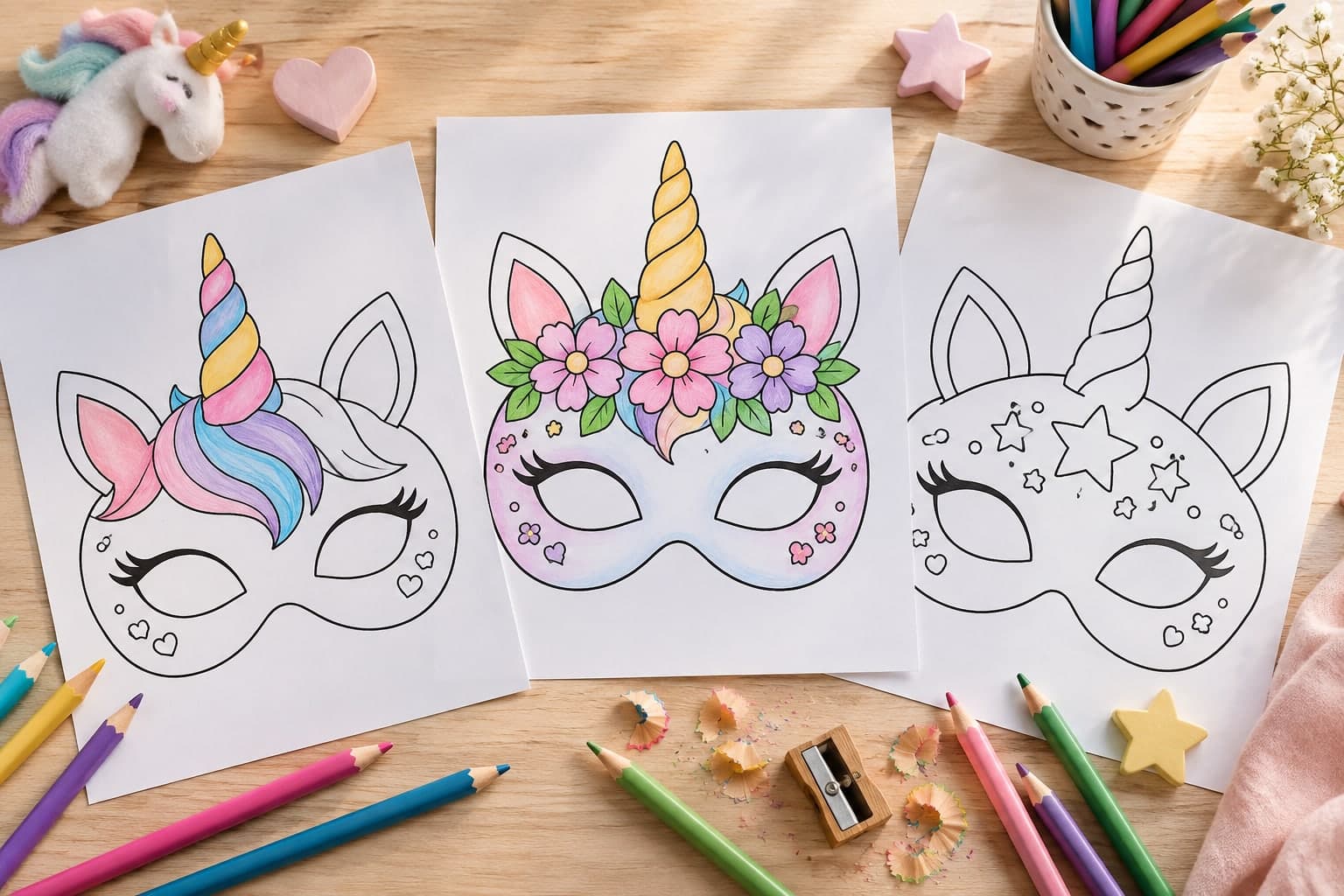Titelbild: Einhorn-Maske: Vorlagen zum Ausmalen und Basteln
