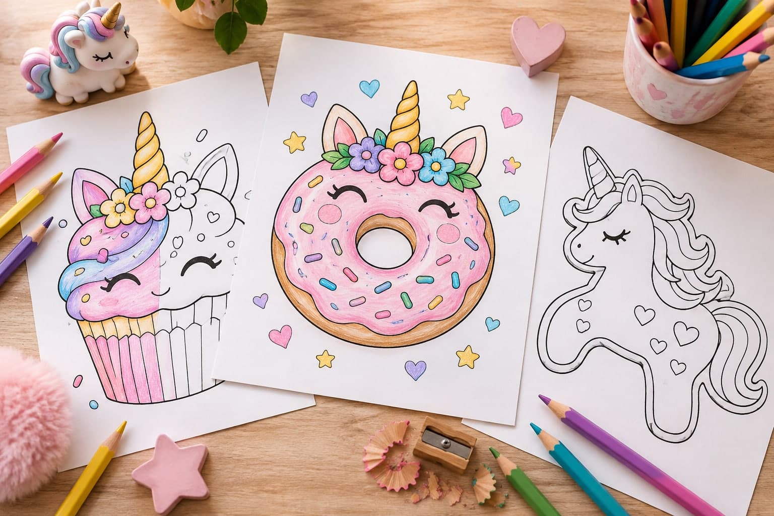 Titelbild: Einhorn-Muffin, Donut und Keks: Ausmalbilder zum Naschen
