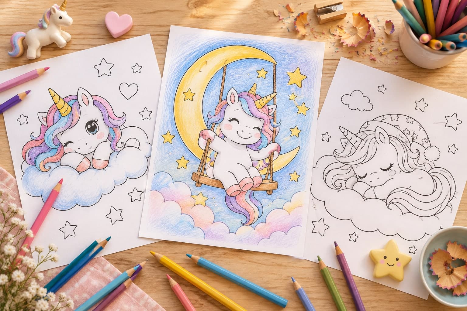 Titelbild: Einhorn auf Wolke: Ausmalbilder zum Träumen