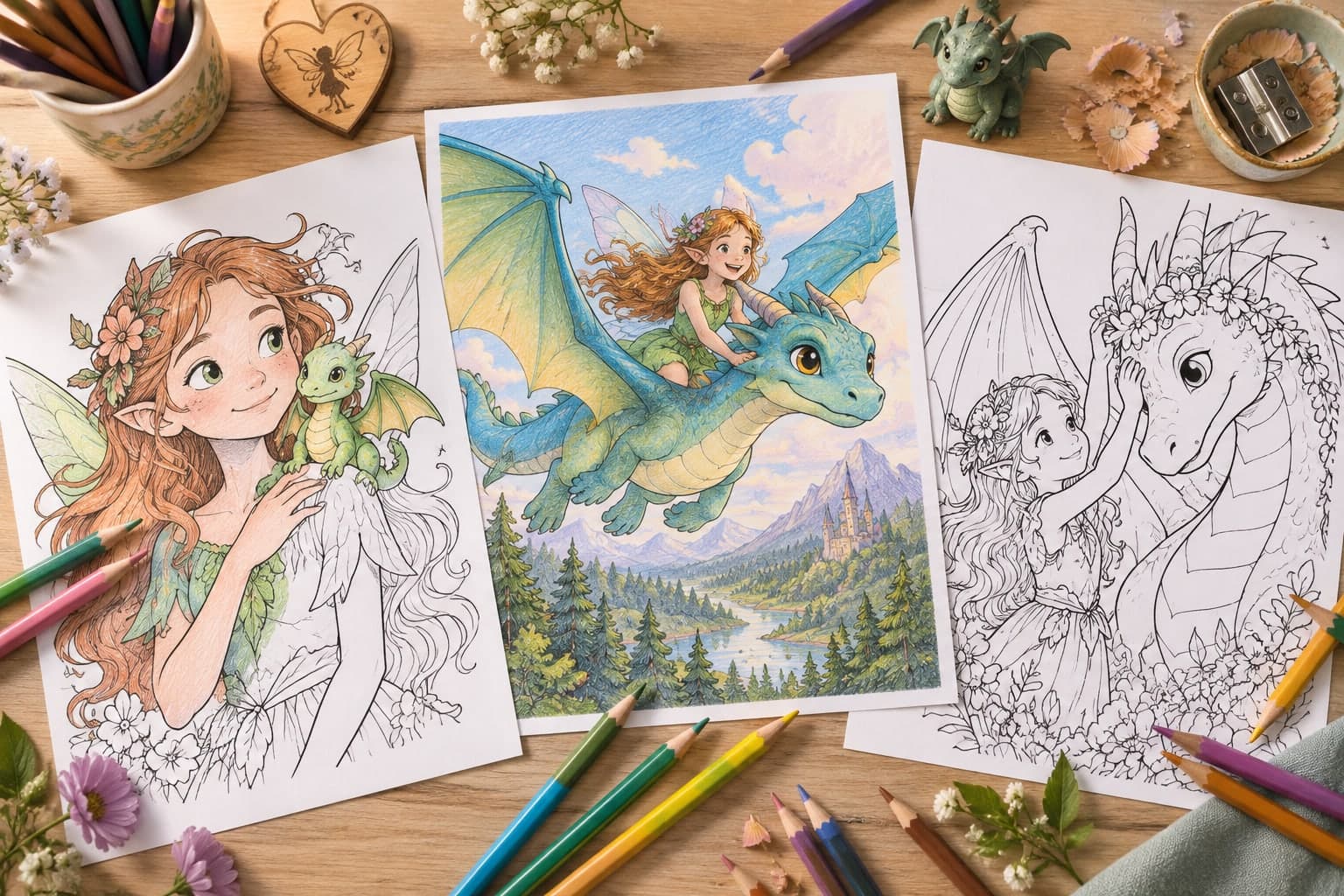 Titelbild: Elfen und Drachen: Ausmalbilder aus dem Zauberwald