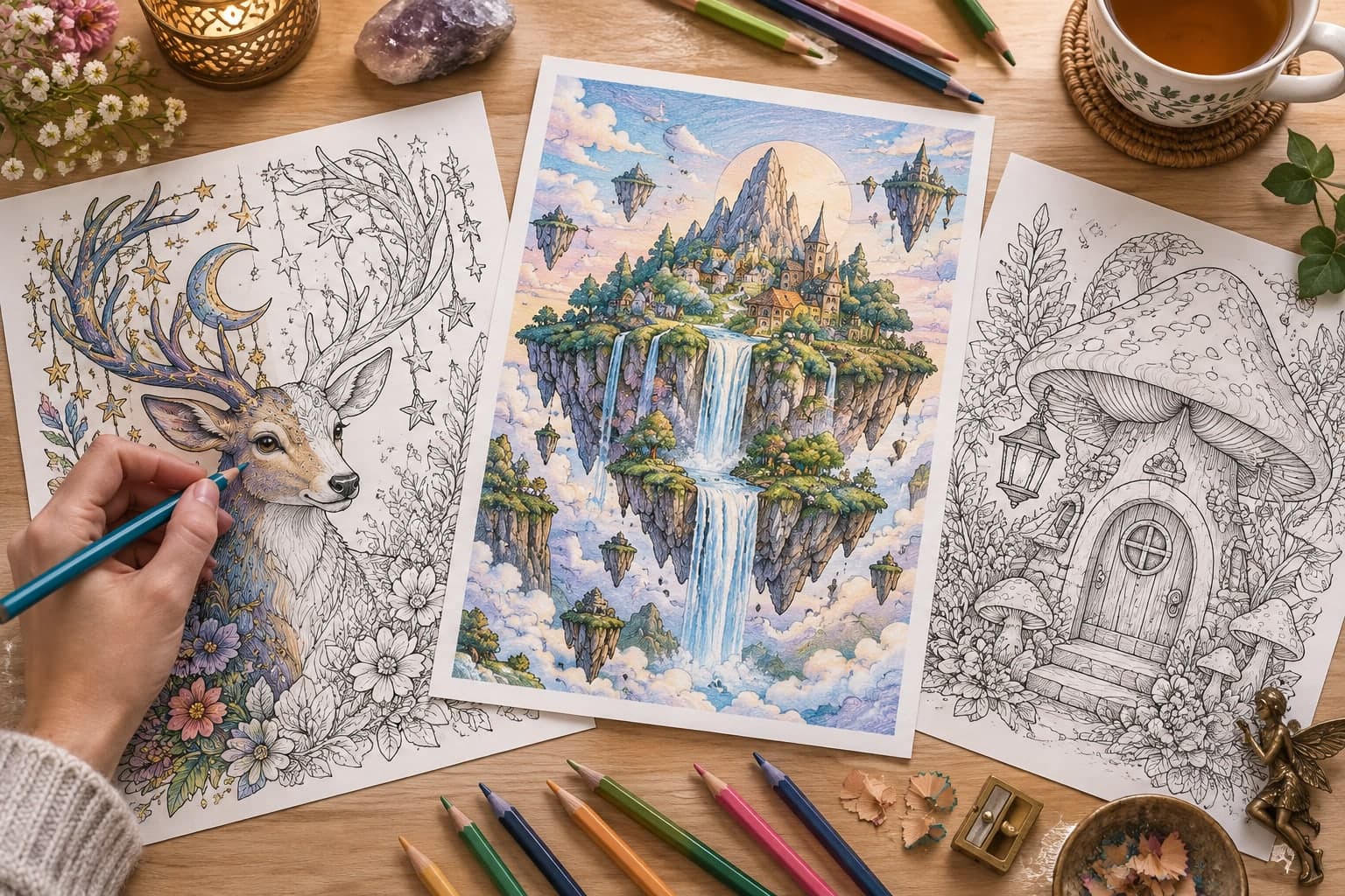 Titelbild: Fantasy für Erwachsene: Ausmalbilder aus Zauberwelten