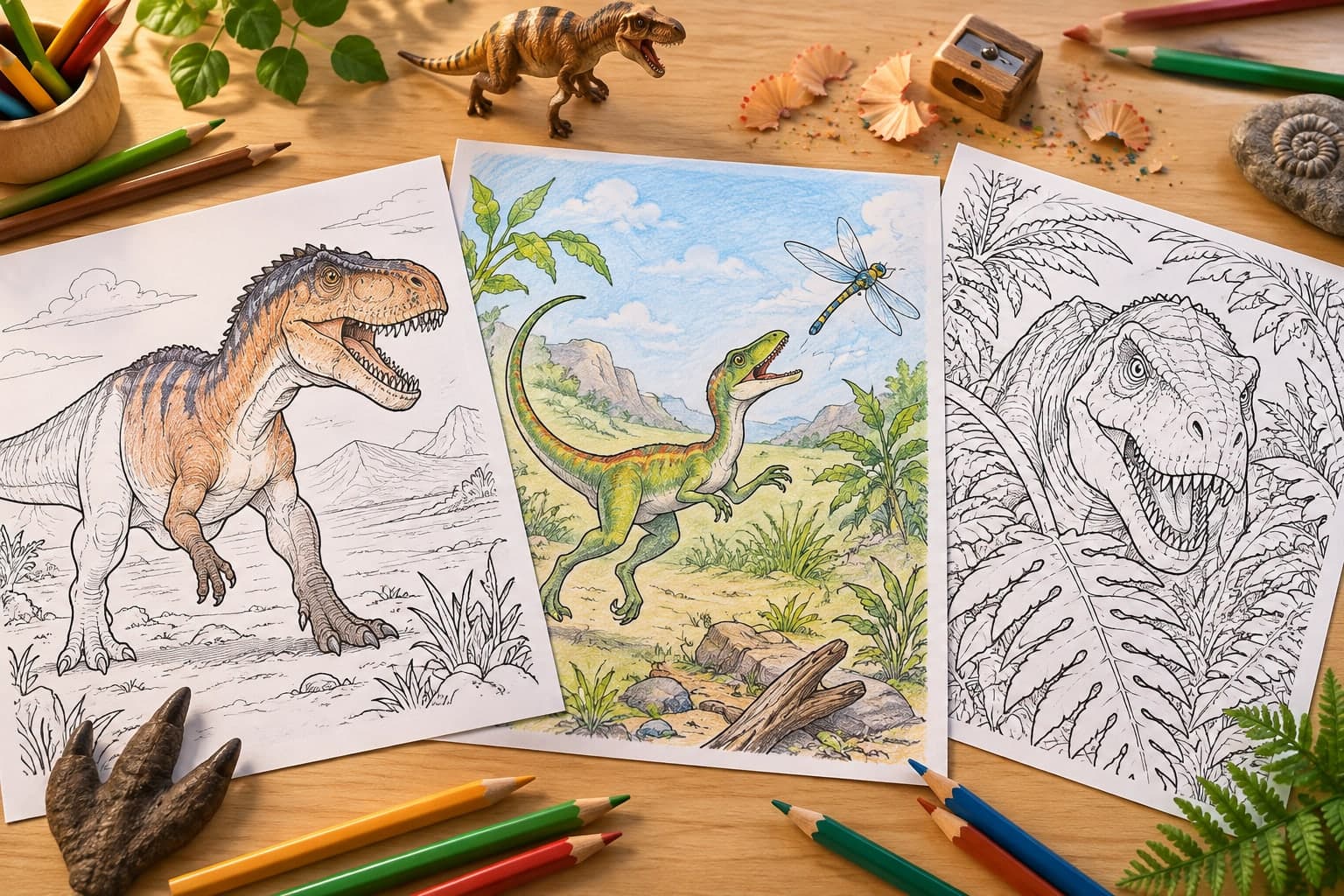 Titelbild: Fleischfresser-Dinosaurier: Ausmalbilder mit Raubsauriern