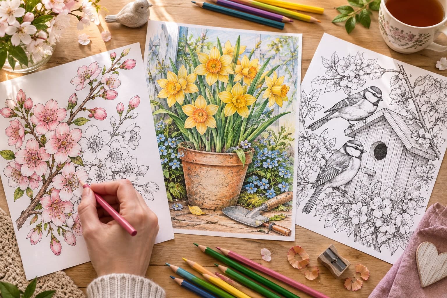 Titelbild: Frühling für Erwachsene: Ausmalbilder mit Blüten