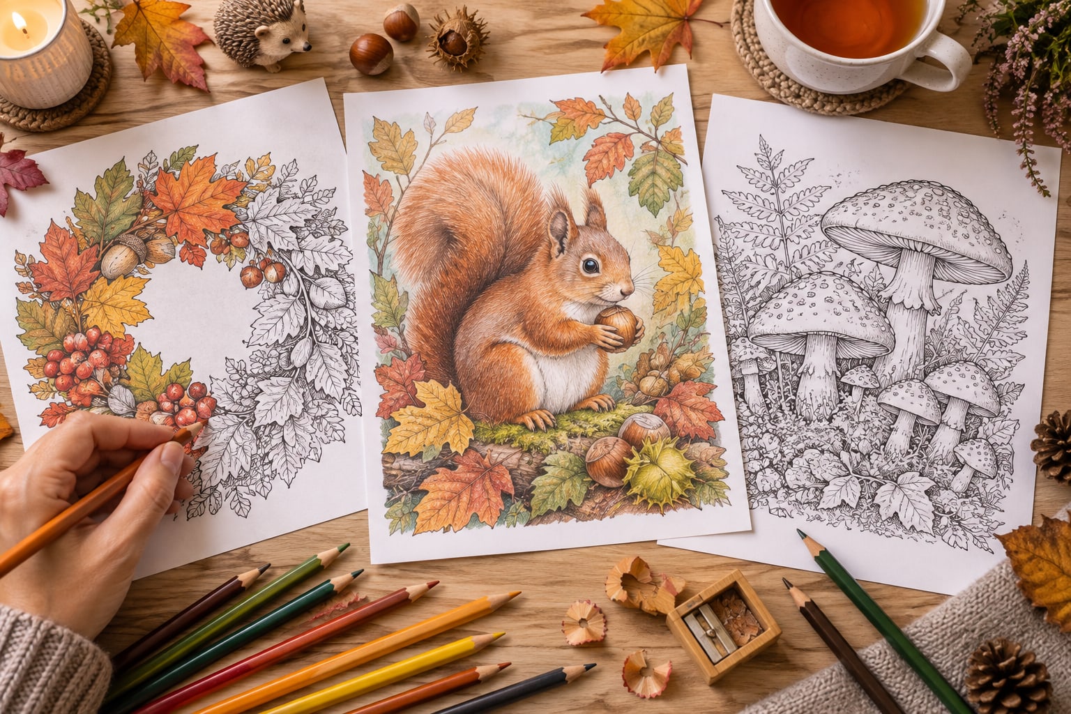 Titelbild: Herbst für Erwachsene: Ausmalbilder mit Laub und Früchten