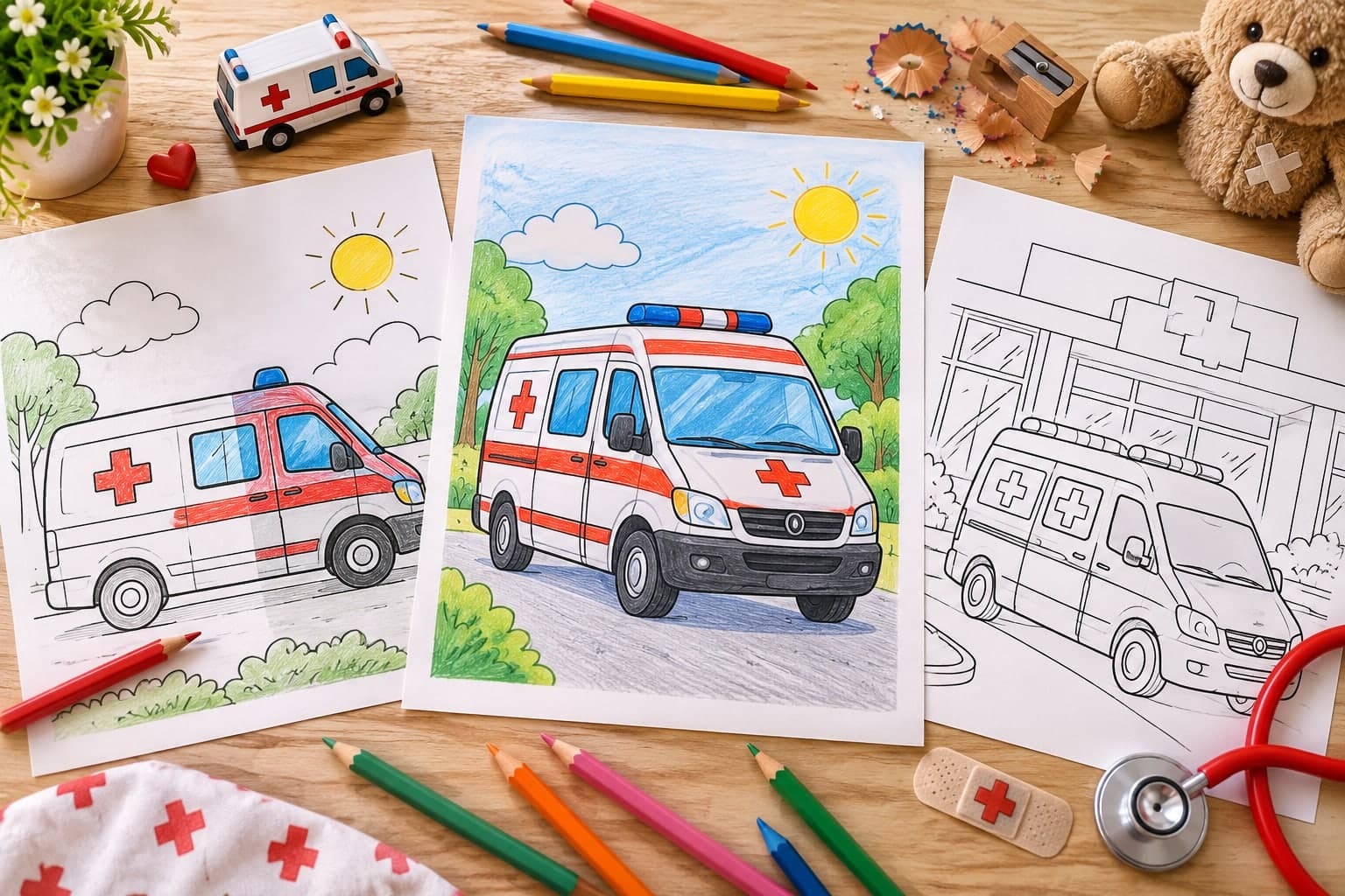 Titelbild: Krankenwagen Ausmalbilder kostenlos drucken