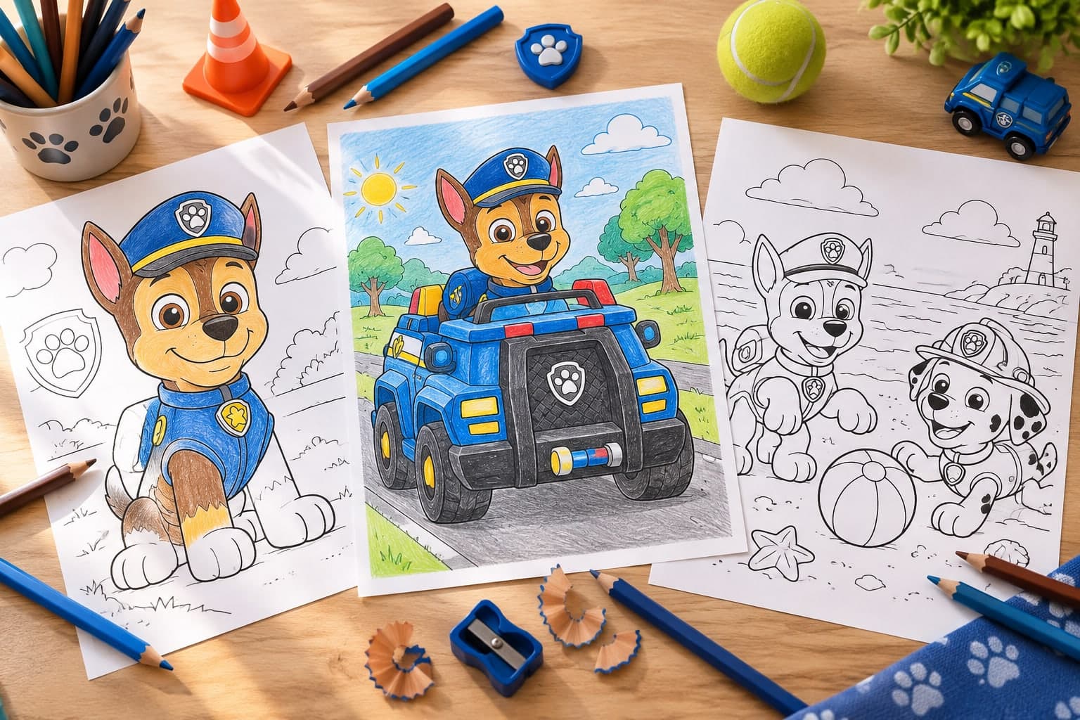 Titelbild: Paw Patrol Chase: Ausmalbilder vom Polizeihund