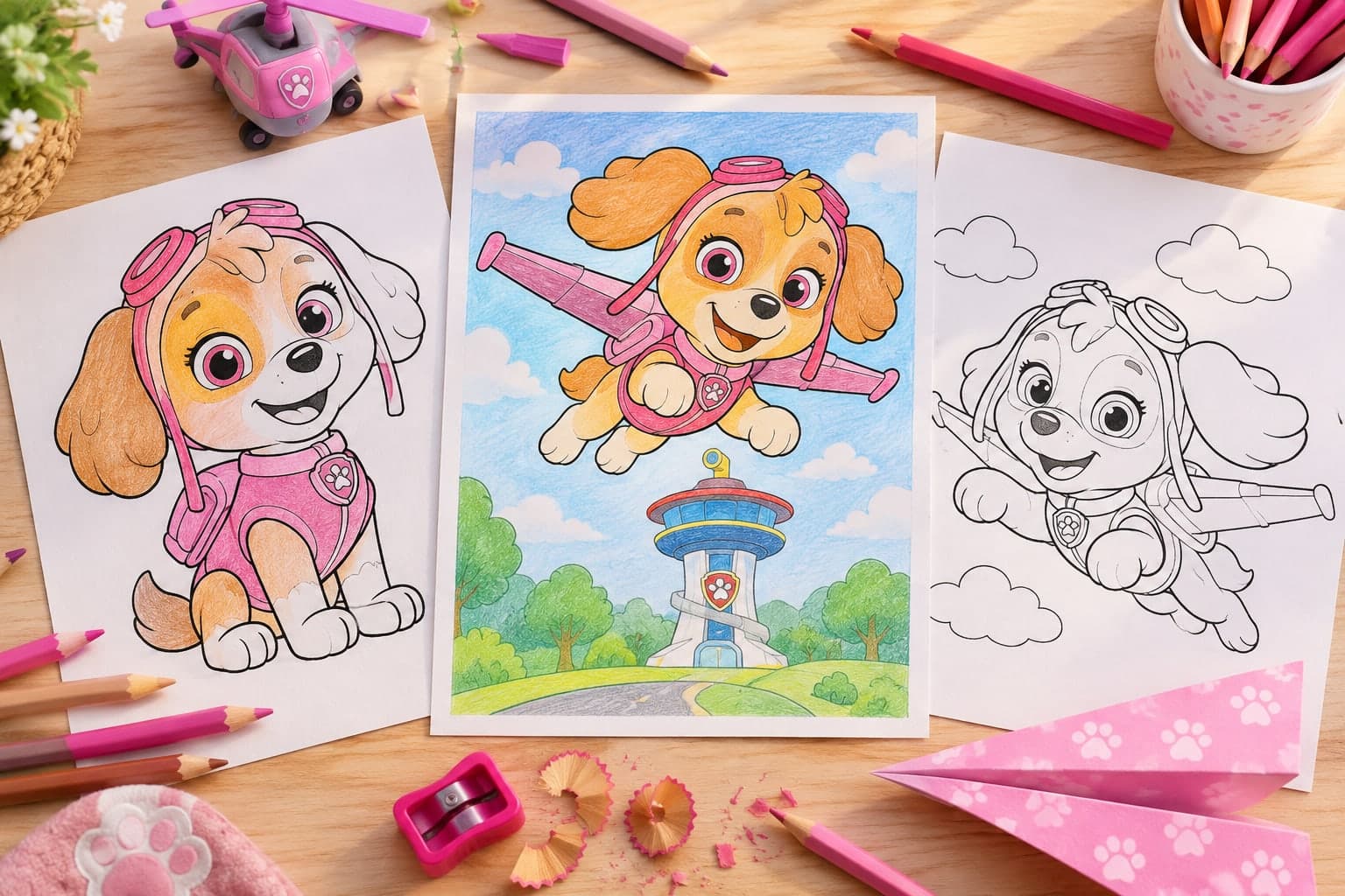 Titelbild: Paw Patrol Skye: Ausmalbilder mit Helikopter und Flügeln