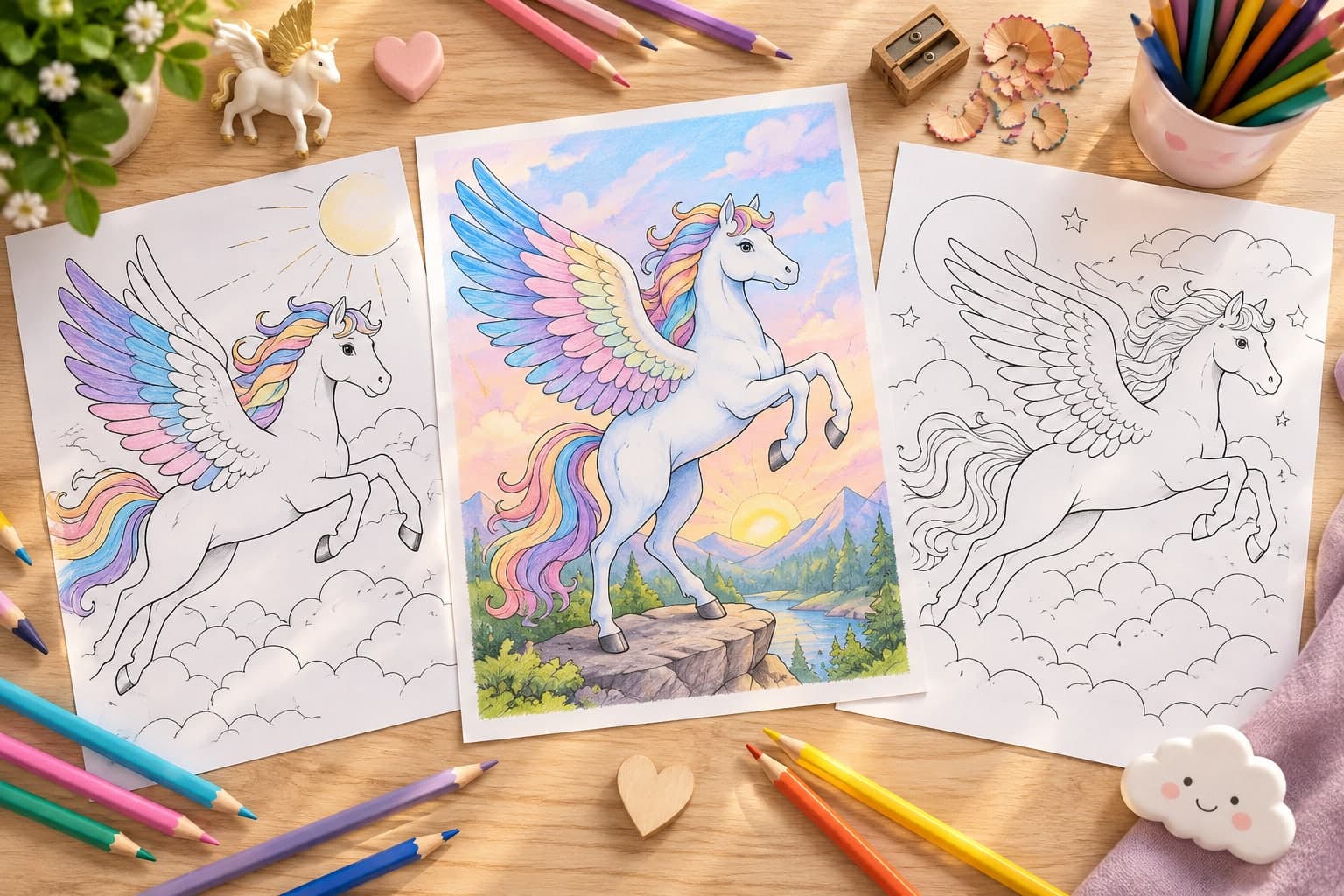 Titelbild: Pegasus Ausmalbilder: Fantastische Motive für kreative Stunden