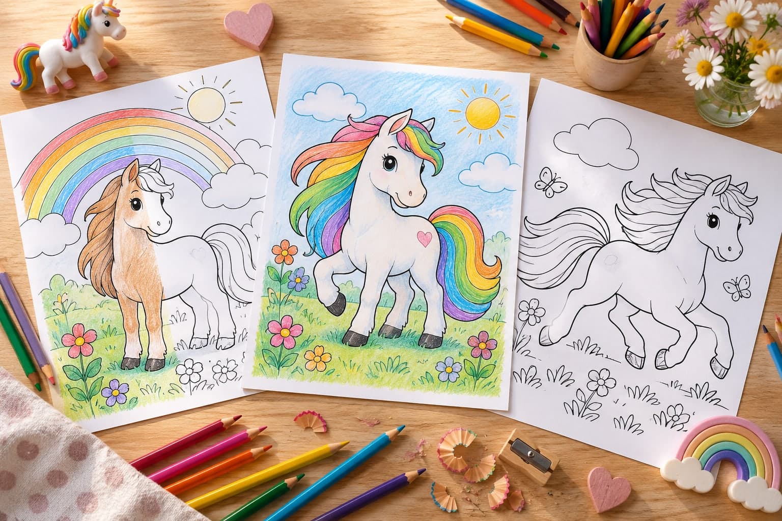 Titelbild: Regenbogen-Pferd: Ausmalbilder mit bunter Mähne