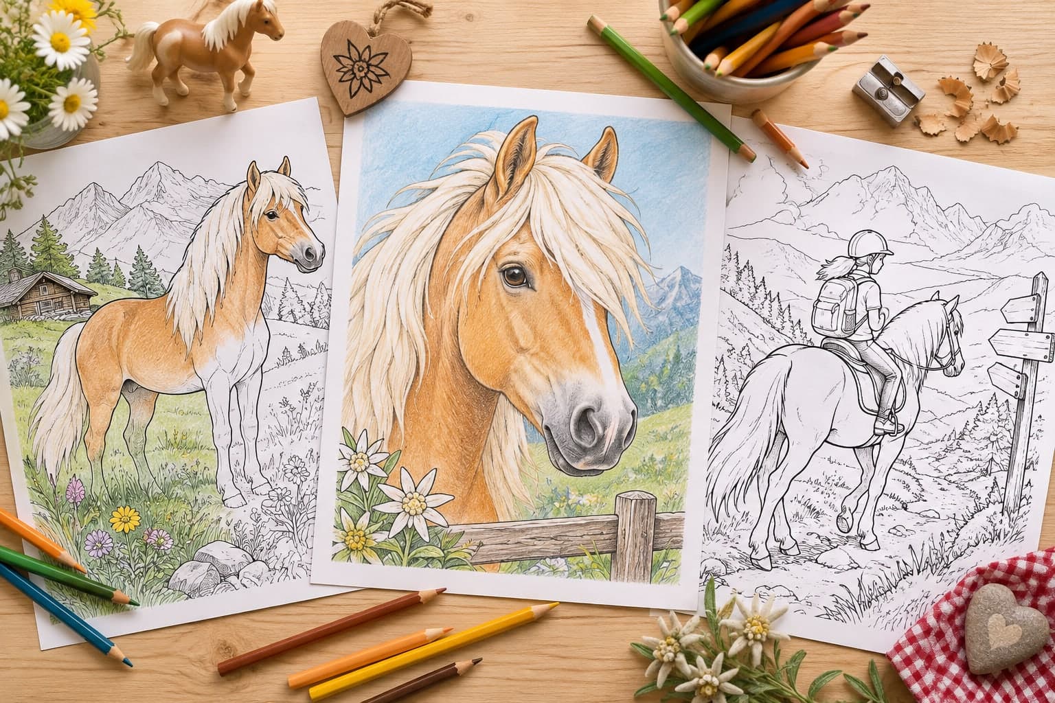 Titelbild: Haflinger: Pferde-Ausmalbilder zum Ausdrucken