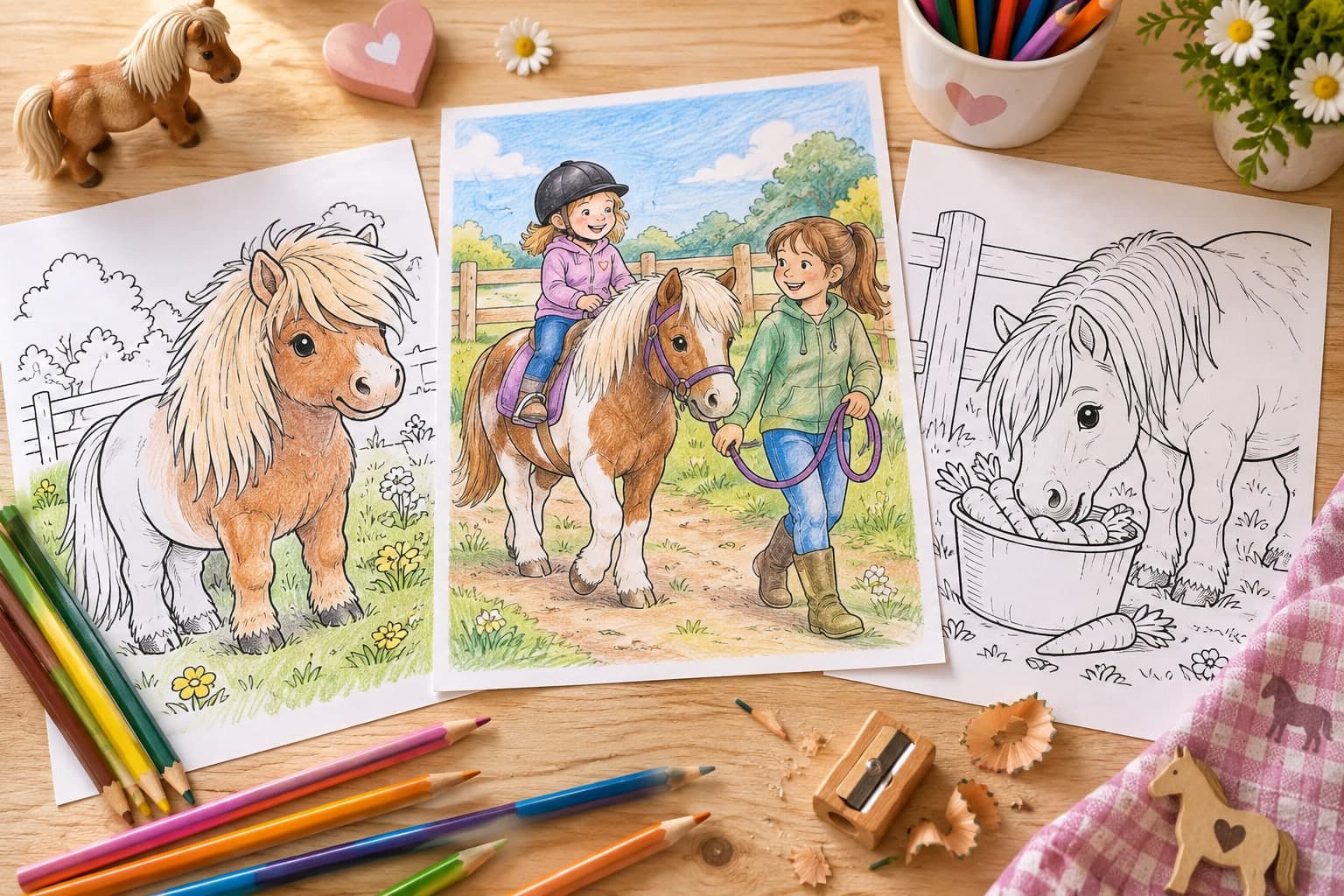 Titelbild: Ponys: Ausmalbilder mit Shetlandpony und Ponyhof