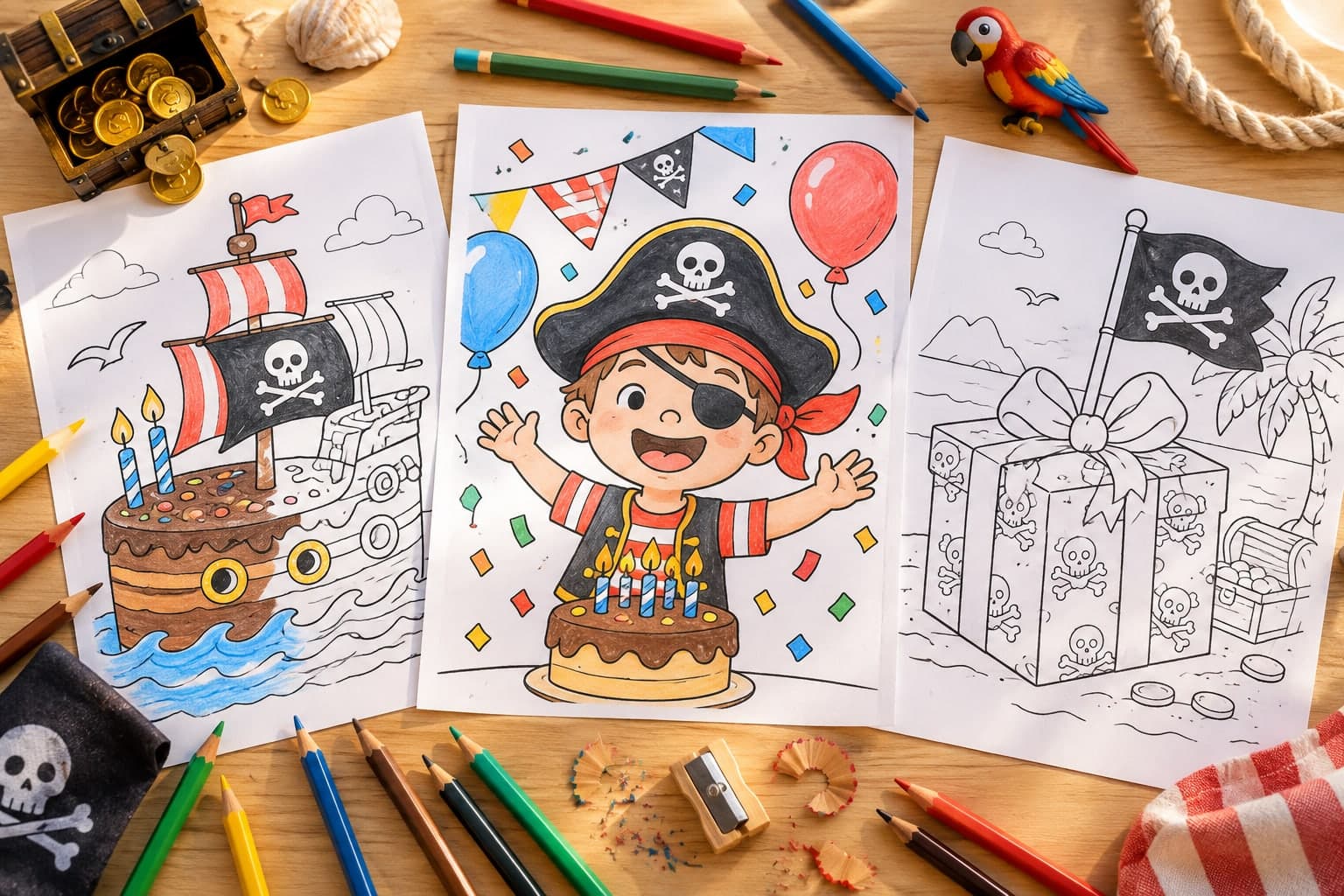 Titelbild: Piraten-Geburtstag: Ausmalbilder für die Piratenparty