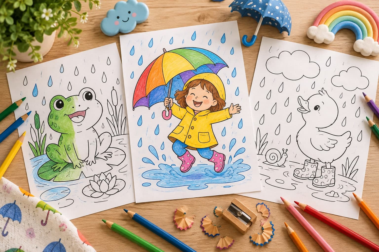 Titelbild: Regen Ausmalbilder: Kreative Wetter-Motive für Spaß und Entspannung