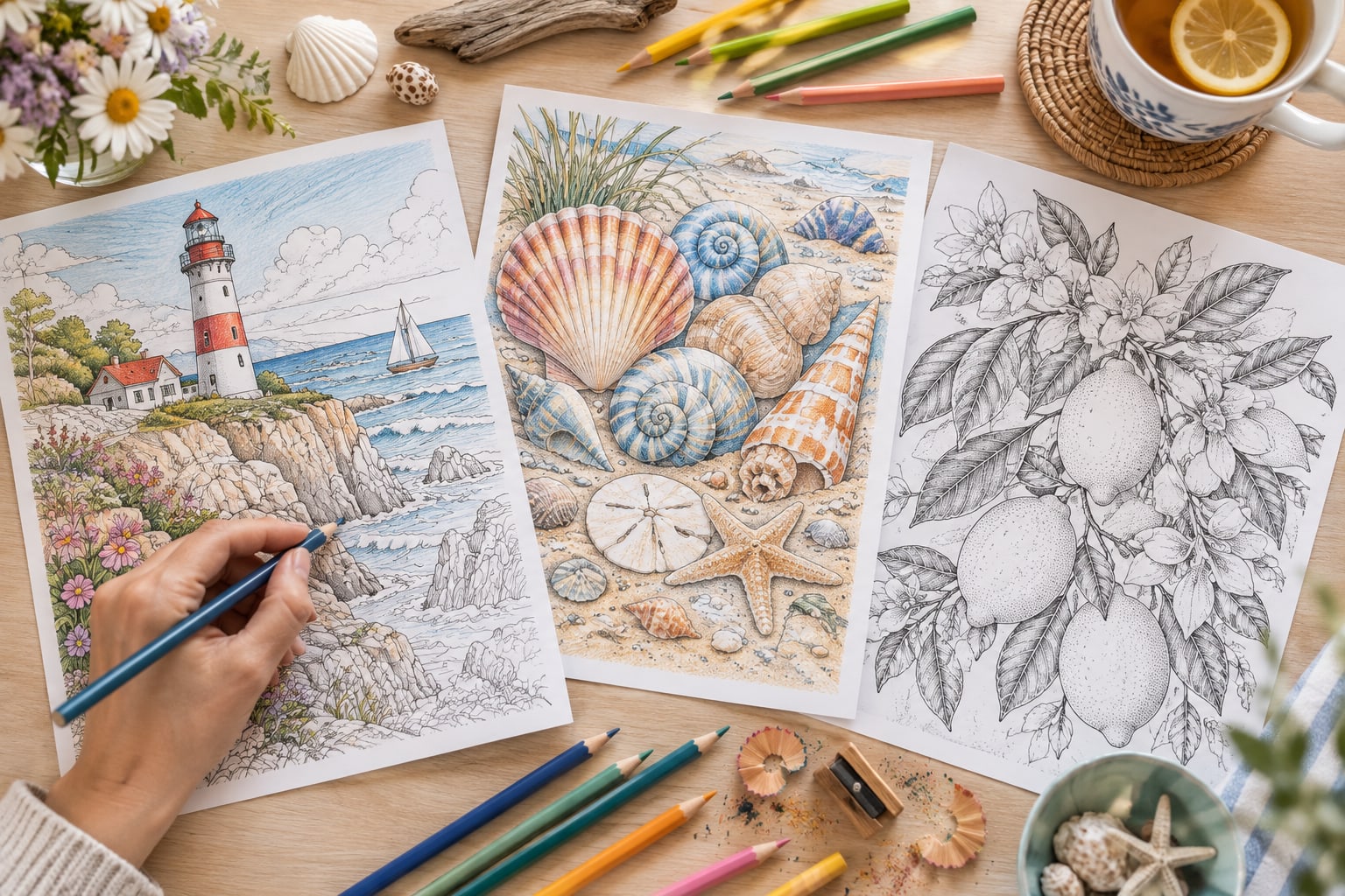 Titelbild: Sommer für Erwachsene: Ausmalbilder mit Meer und Küste