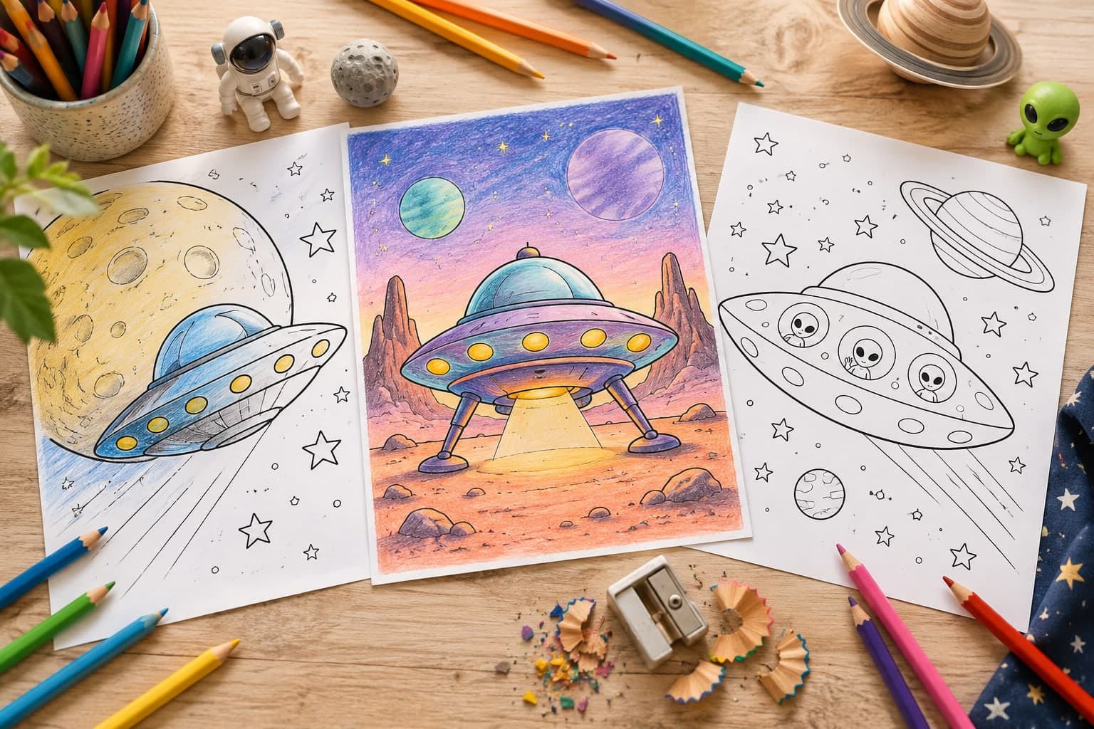 Titelbild: UFO Ausmalbilder kostenlos zum Ausdrucken