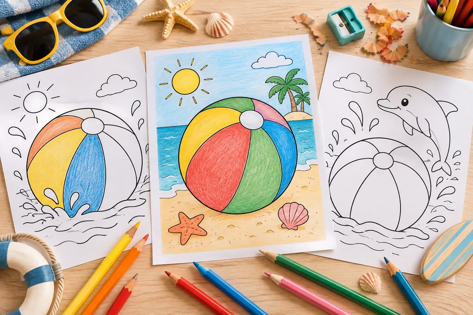 Titelbild: Wasserball Ausmalbilder für den Sommer – Spaß für große und kleine Künstler