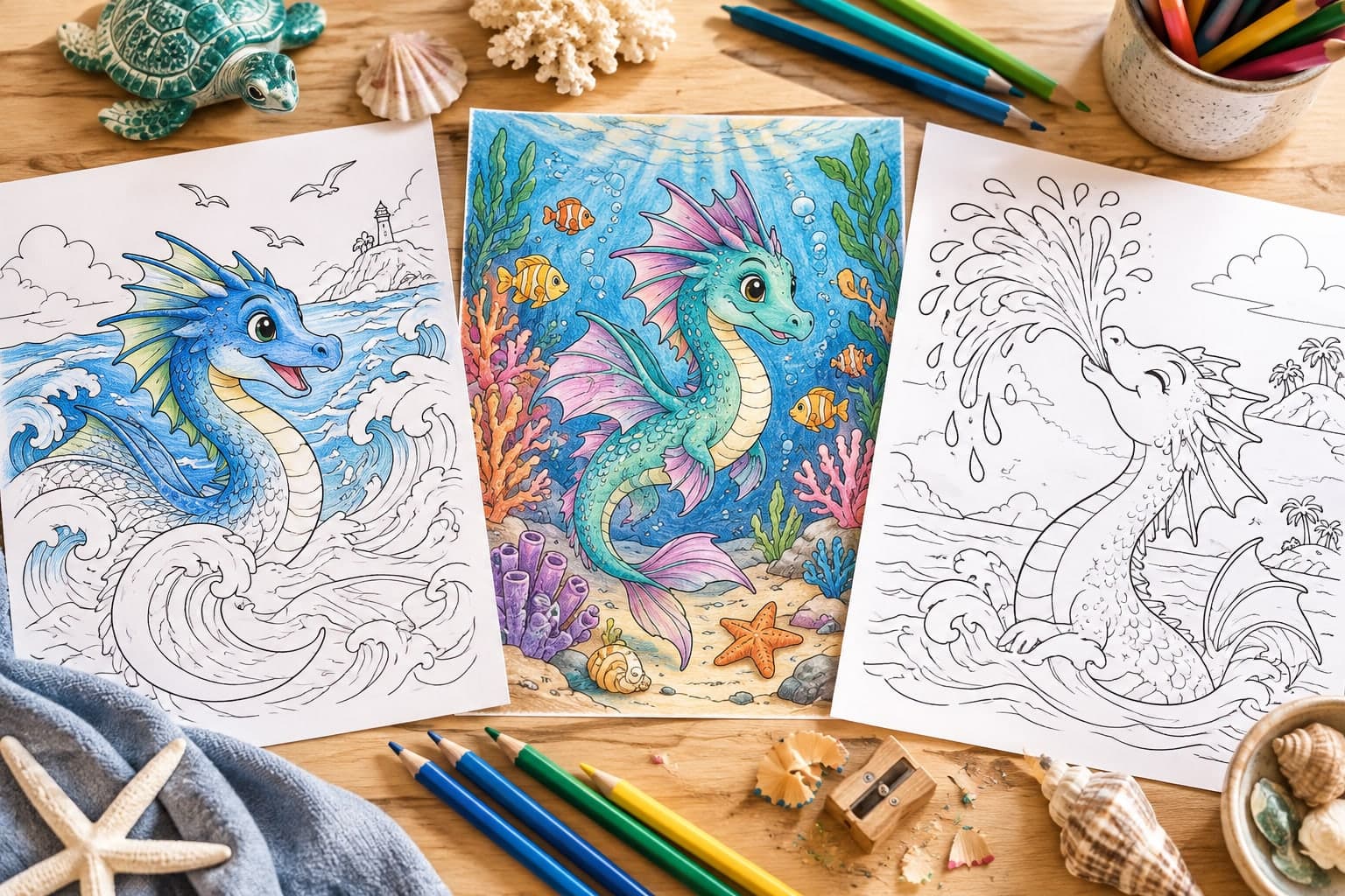 Titelbild: Wasserdrache: Ausmalbilder vom Seedrachen