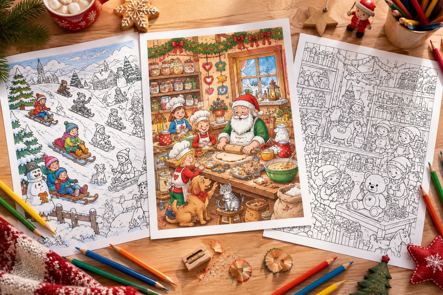 Titelbild: Weihnachts-Wimmelbild: Ausmalbilder zum Suchen