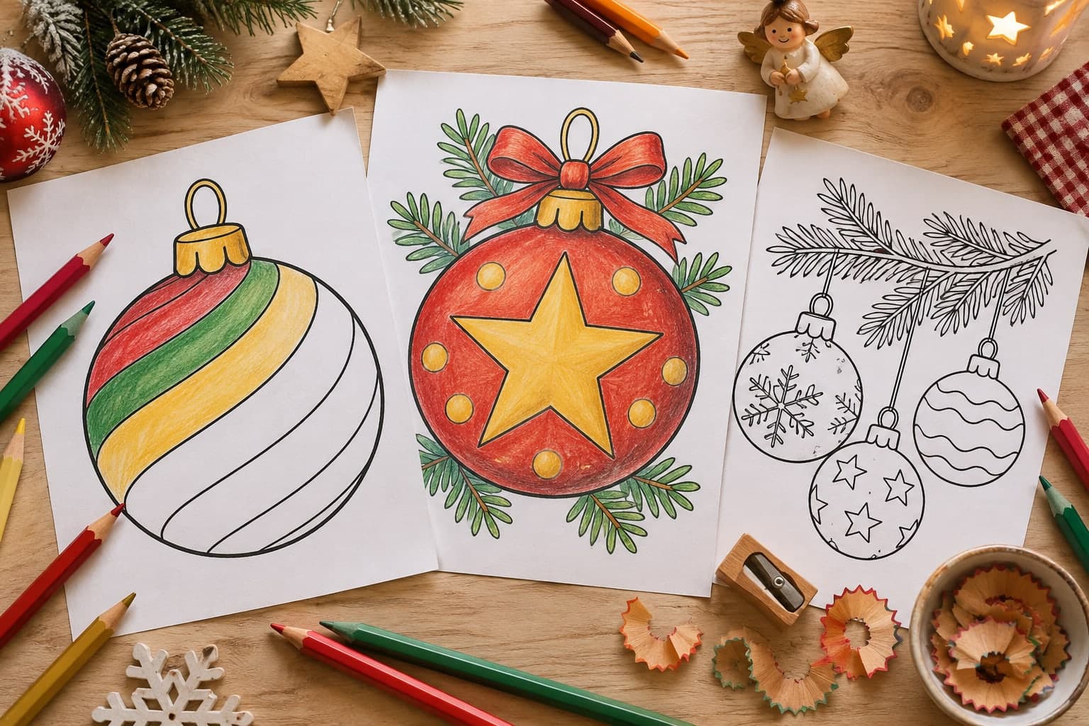 Titelbild: Weihnachtskugeln Ausmalbilder mit schönen Mustern