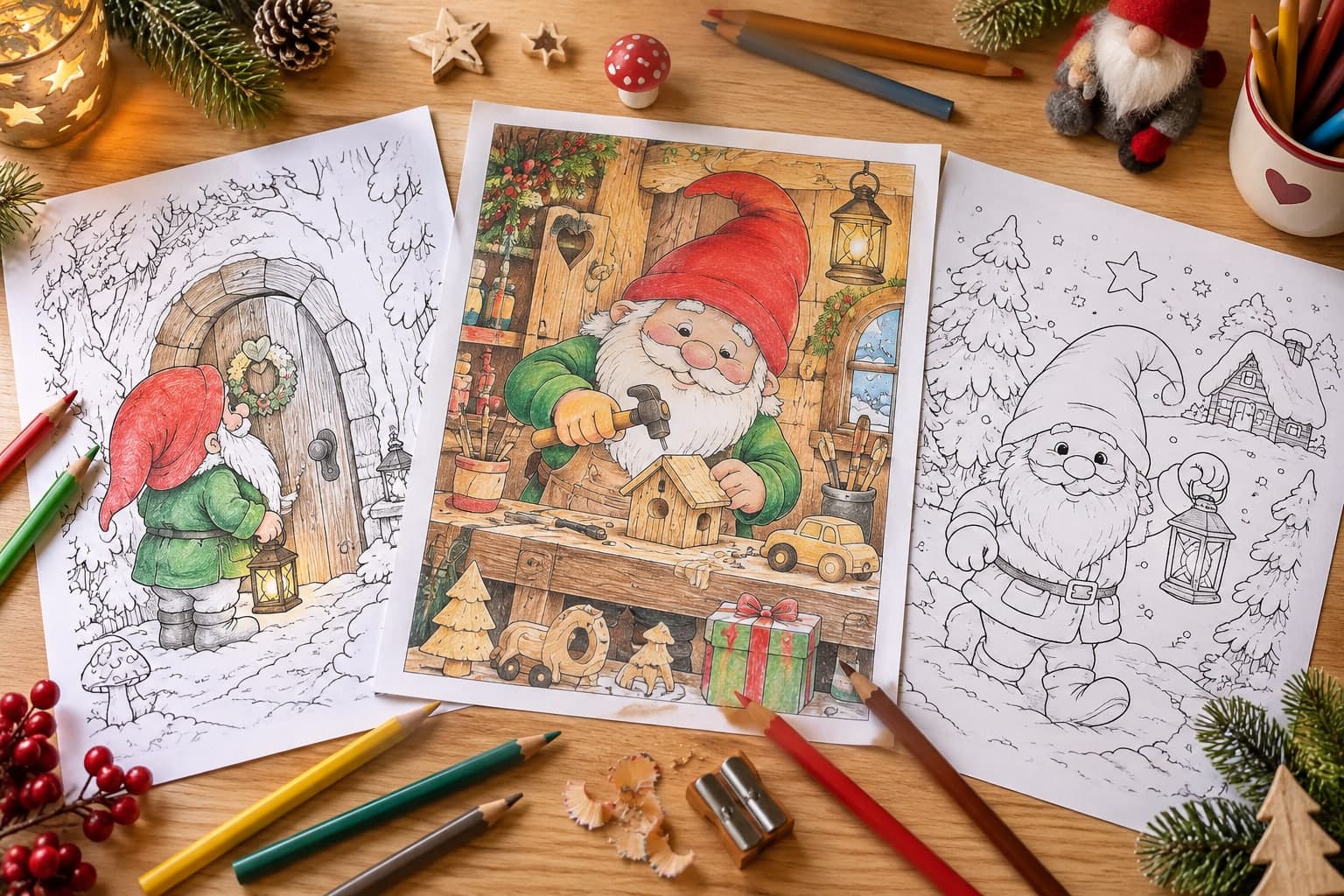 Titelbild: Weihnachtswichtel: Ausmalbilder mit Wichteltür