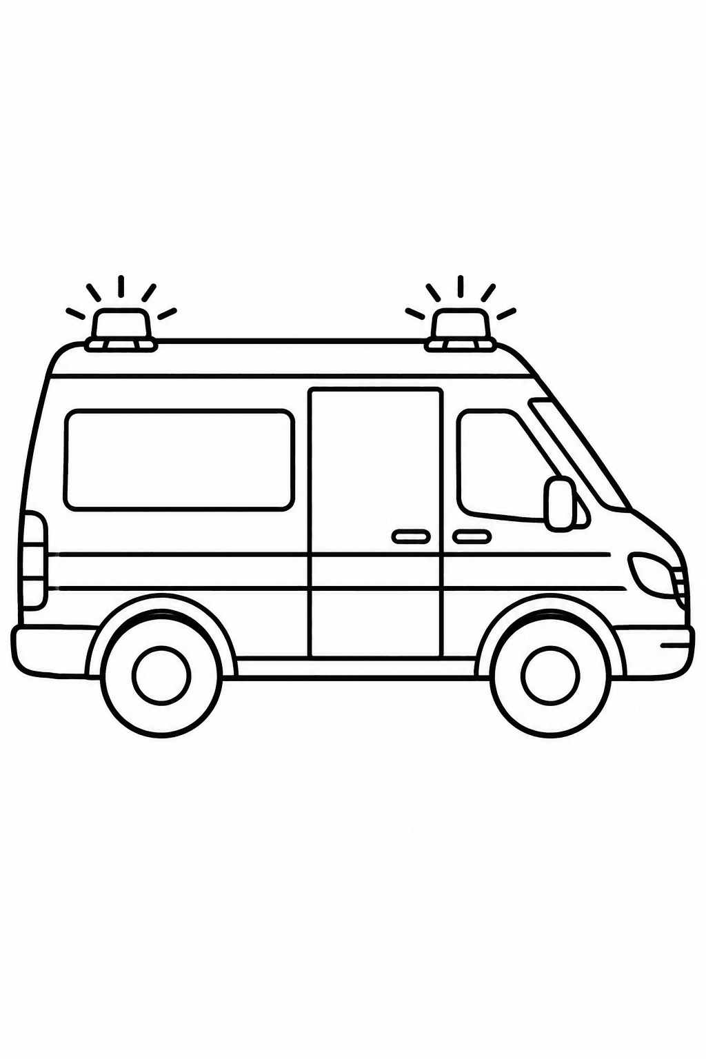 Generischer Krankenwagen in Seitenansicht – Ausmalbild