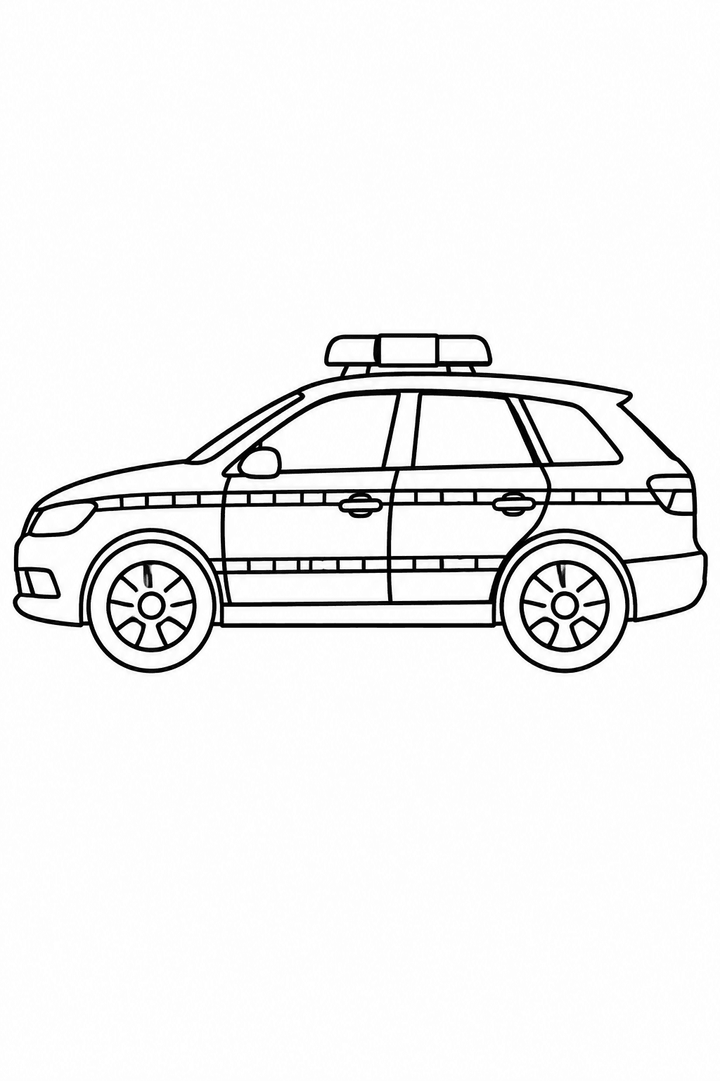 Generisches Polizeiauto in Seitenansicht – Ausmalbild