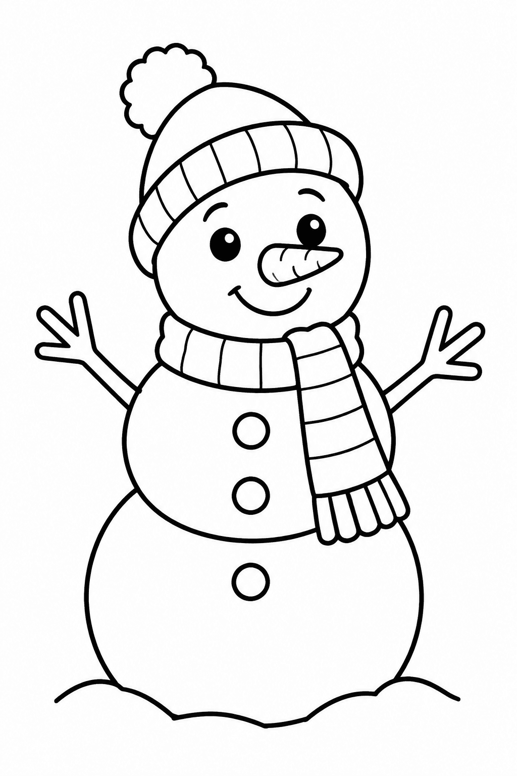Schneemann mit Schal – Schneemann Ausmalbild