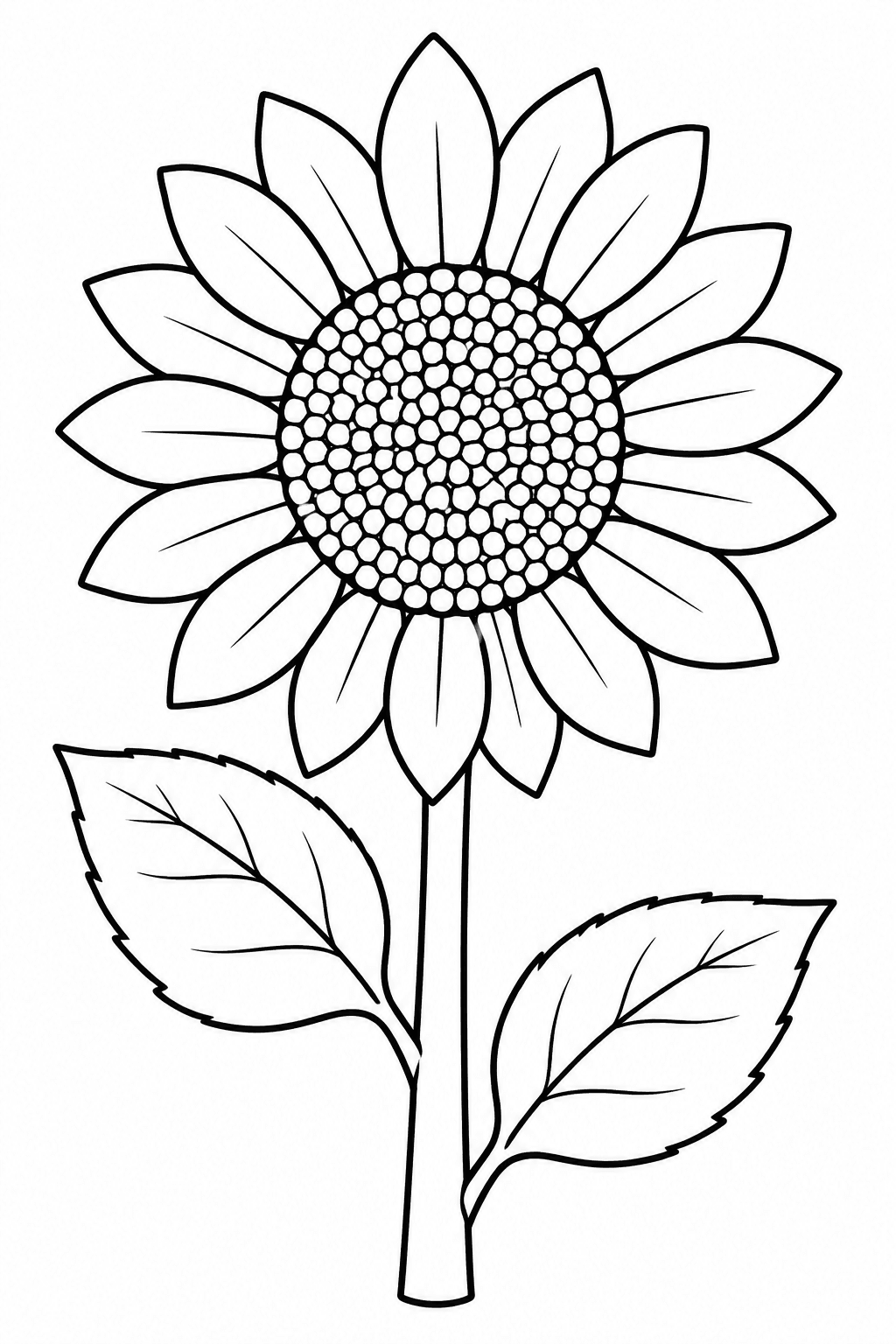 Große Sonnenblume mit zwei Blättern und kräftigem Stängel