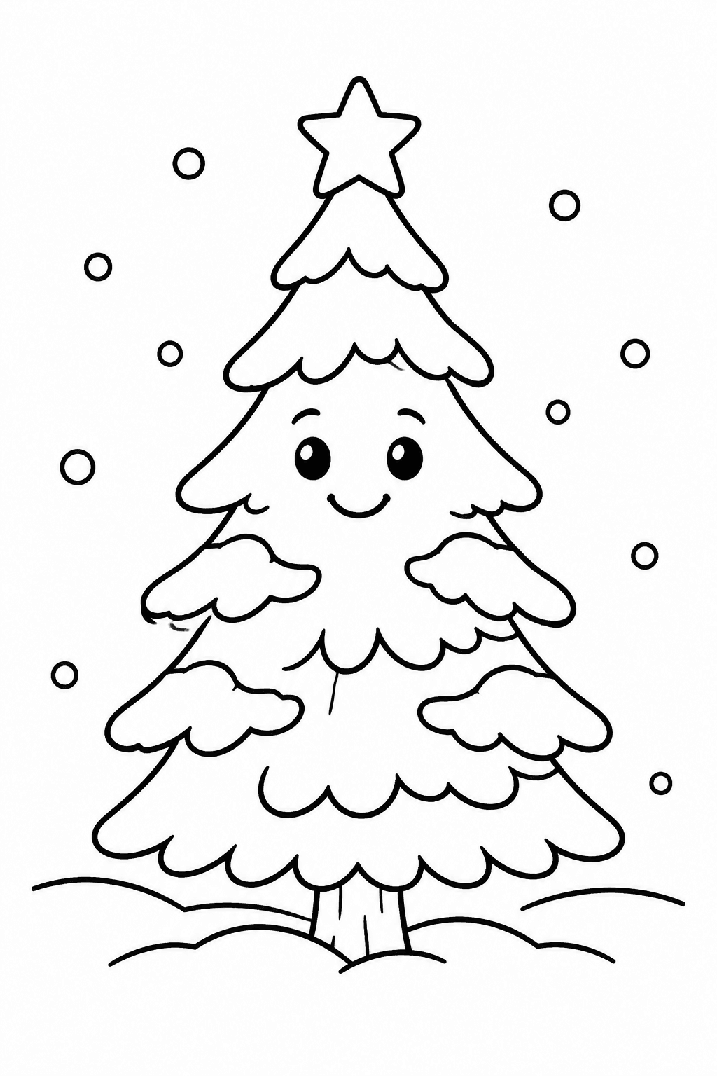 Tannenbaum im Schnee – Tannenbaum Ausmalbild