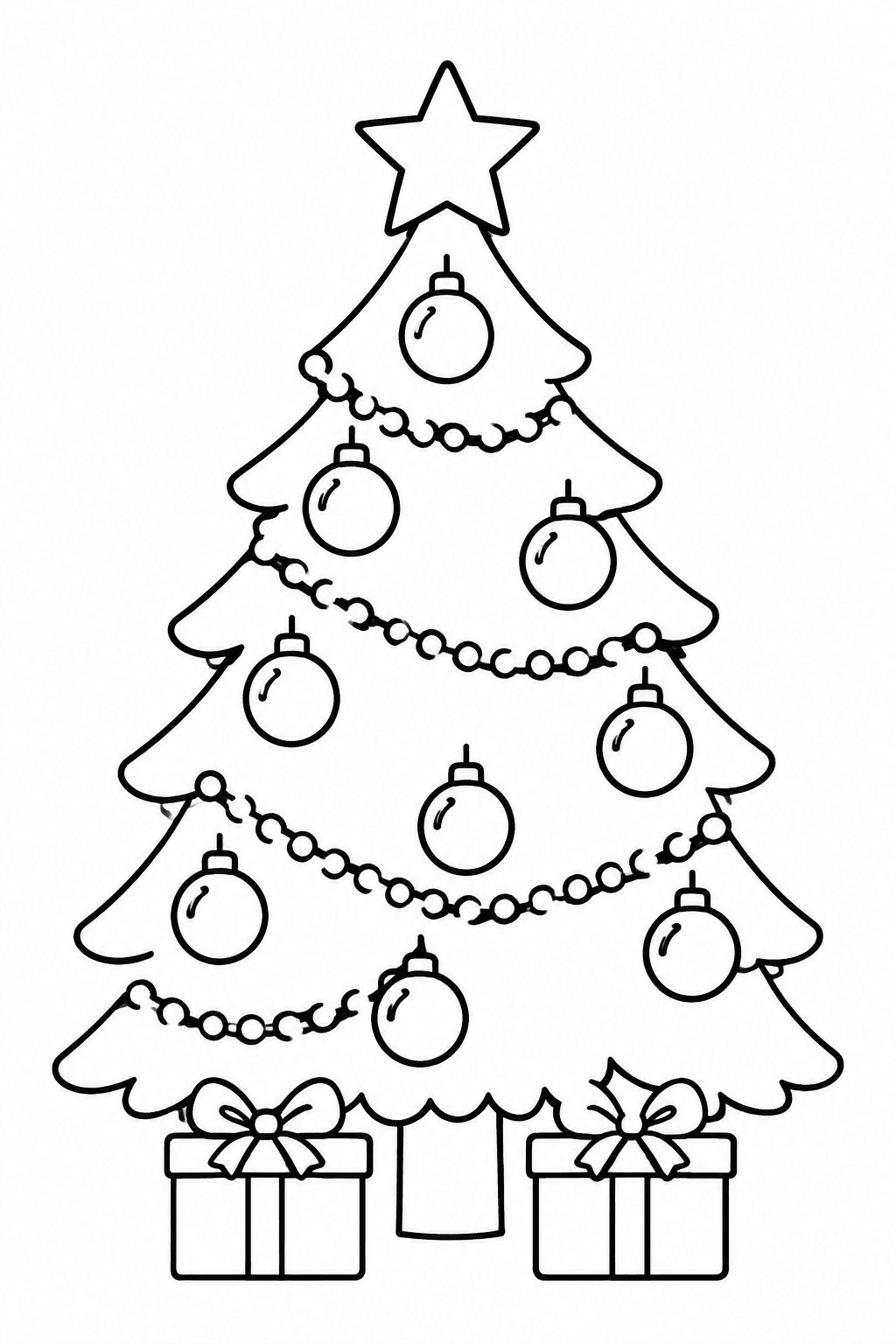 Weihnachtsbaum mit Kugeln – Weihnachten Ausmalbild