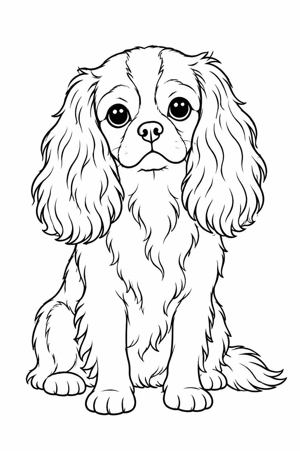 Cavalier King Charles Spaniel im Porträt als Ausmalbild