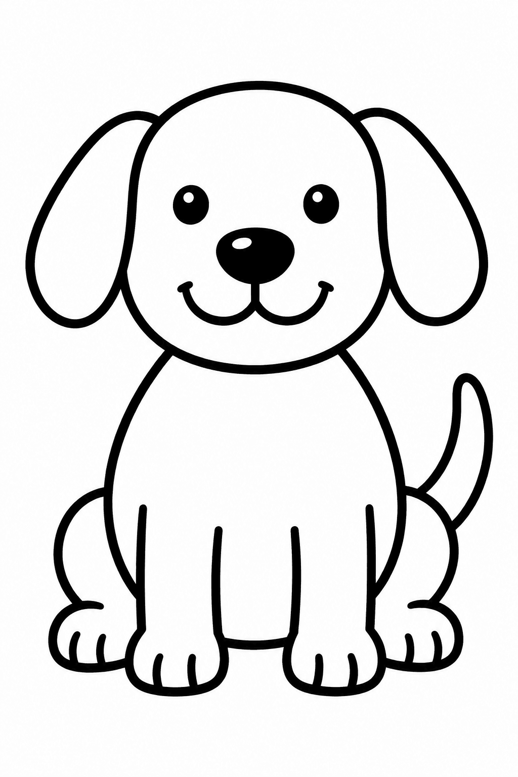 Einfacher sitzender Hund als Ausmalbild