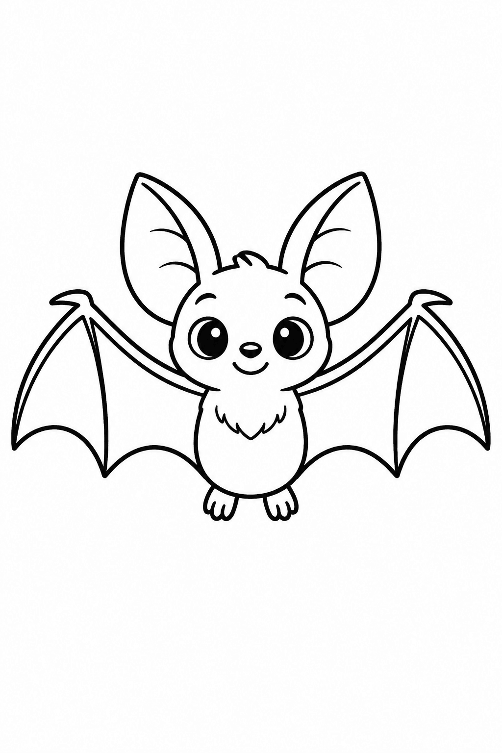 Einfache Fledermaus mit ausgebreiteten Flügeln als Ausmalbild