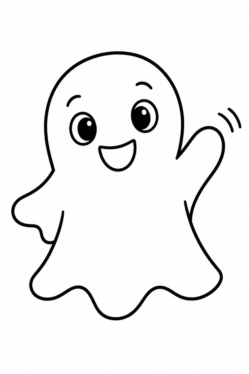 Einfaches Gespenst winkt als Ausmalbild