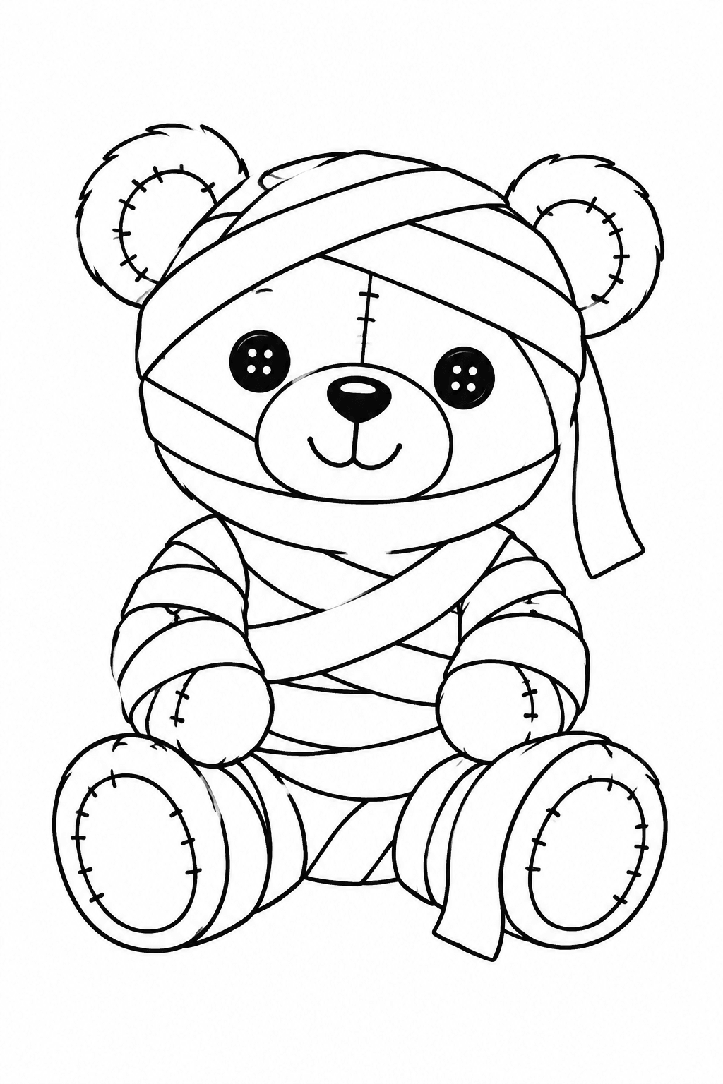 Teddy als Mumie verkleidet als Ausmalbild