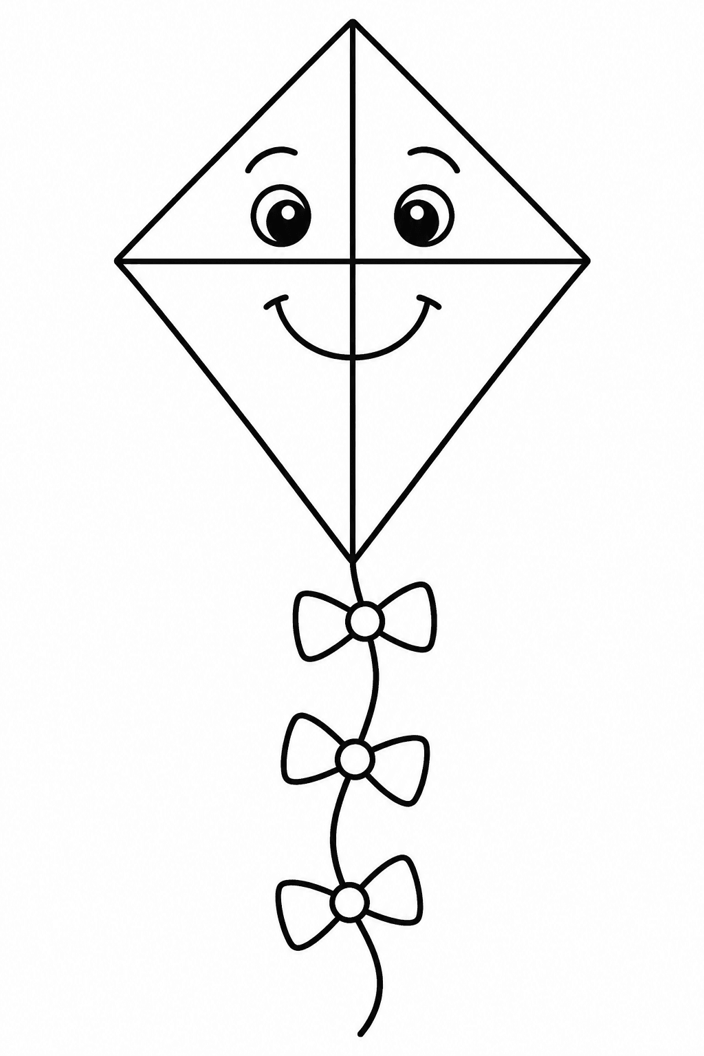 Rautendrachen mit drei Schleifen als Ausmalbild