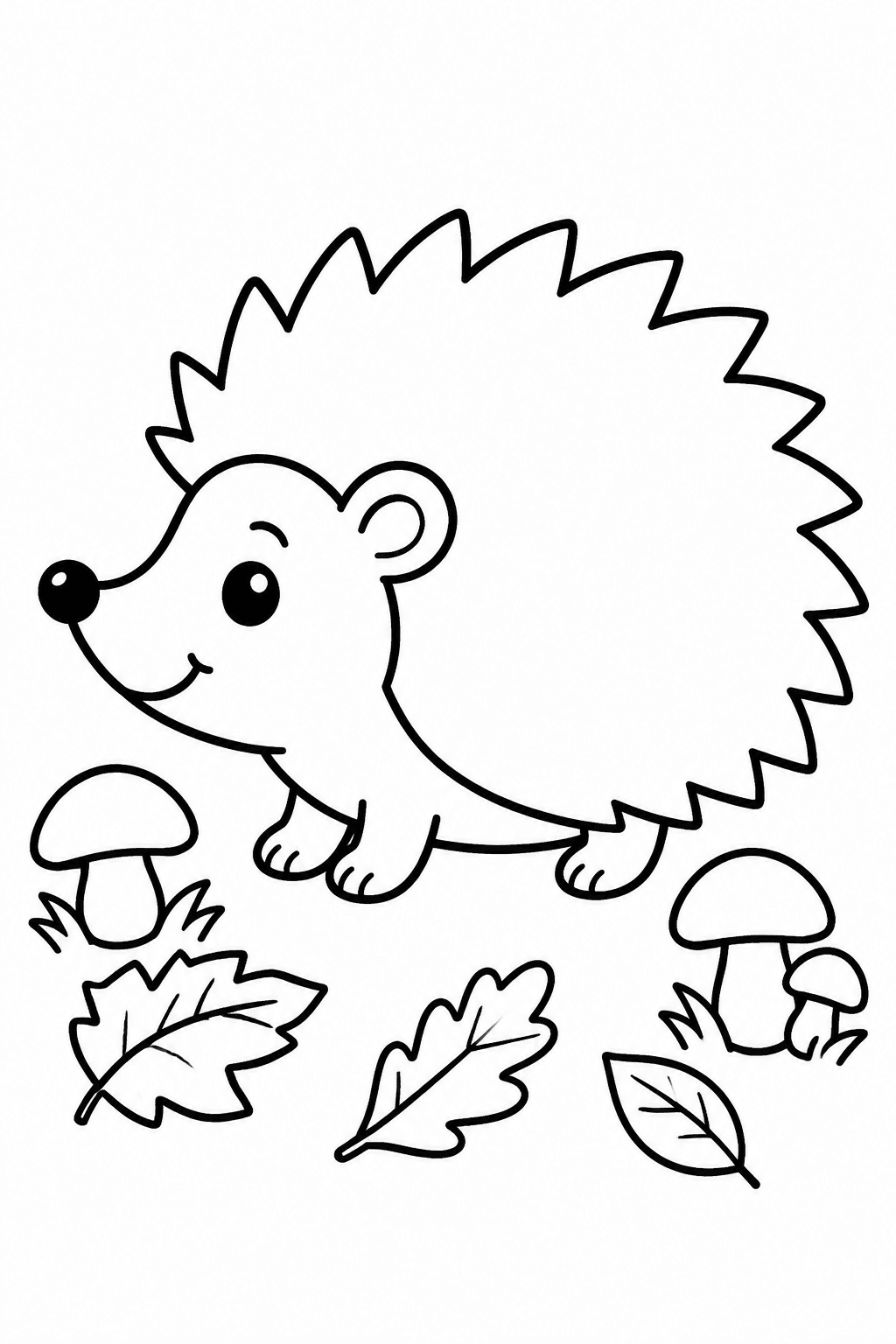 Einfacher Igel läuft nach rechts als Ausmalbild